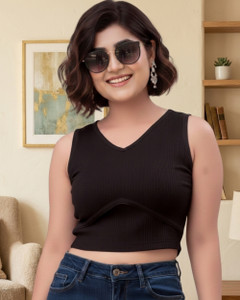 NAIYAA FASHION Casual Self Design Women Black Top