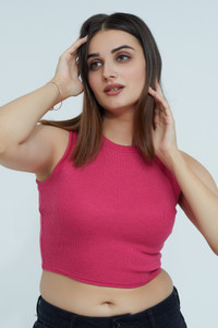 Berry Bird Casual Solid Women Pink Top