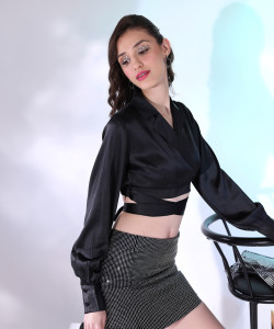 Tokyo Talkies Casual Solid Women Black Top