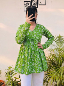 Dressical Casual Floral Print Women Green Top
