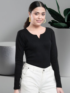 ड्रीम ब्यूटी फैशन महिलाओं के लिए कैजुअल सॉलिड काला टॉप