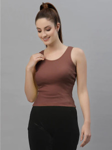 MITOS Casual Self Design Women Brown Top