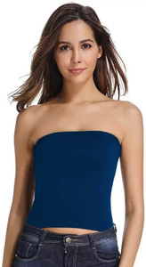 FREEDOM FASHION Casual Solid Women Dark Blue Top
