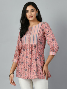 Meesan Casual Printed Women Pink, Blue, Light Blue Top