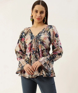 VYMO Casual Printed Women Multicolor Top