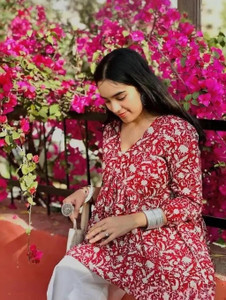 AmanPrints Casual Printed Women Maroon Top
