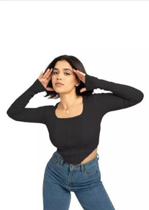 Trend For You Casual Solid Women Black Top