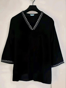 Anamwear Casual Solid, Embroidered, Embellished, Lace, Printed, Striped, Ethnic Motifs Women Black Top