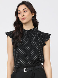 Tokyo Talkies Casual Ethnic Motifs Women Black Top