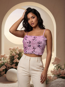 BLURR Party Embellished Women Pink Top