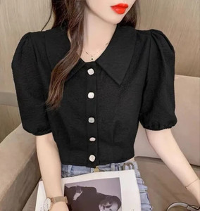 HR FASHION Casual Self Design Women Black Top