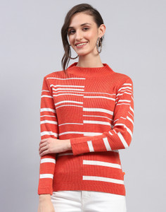MONTE CARLO Casual Striped Women Orange Top