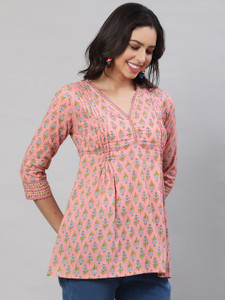 Nishabd Casual Printed Women Pink Top