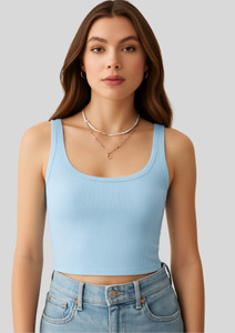 EXILION Beach Wear Solid Women Blue Top