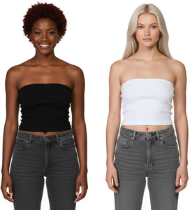 SriSaras Casual Solid Women Black, White Top