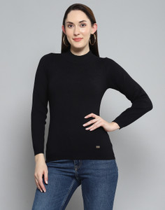 Cloak & Decker Casual Solid Women Black Top