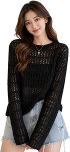 CRAMPLE Casual Printed Women Black Top