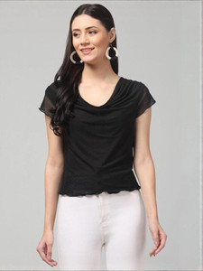 clobug Casual Solid Women Black Top