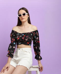 CLOTHINK India Casual Printed Women Multicolor Top