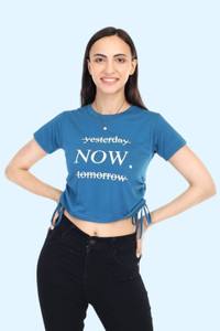 Kamedge Casual Self Design Women Blue Top