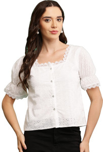 Absorbing Casual Solid Women White Top