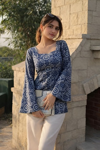 SATTIHA Casual Printed Women Blue Top