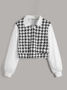 ALANGA Casual Geometric Print Women Black Top
