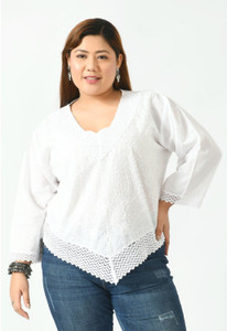 SAAKAA Casual Solid Women White Top