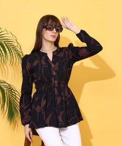 Honky Tonky Casual Printed Women Black, Brown Top