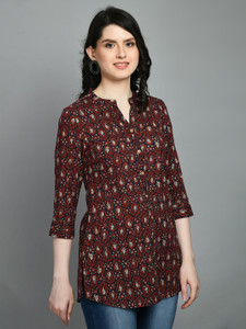Meesan Casual Printed Women Maroon Top