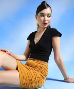 METRONAUT Casual Solid Women Black Top