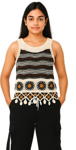 Emprace Beach Wear Printed Women Black, White Top