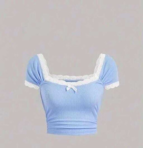 JKP COLLECTIONS Casual Lace Women Blue Top