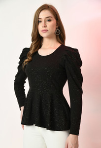 IUGA Party Self Design Women Black Top