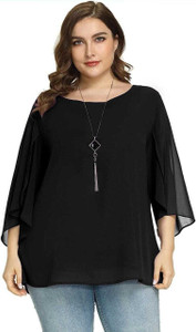 Ccf Casual Solid Women Black Top