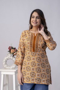 Unmani4U Casual Printed Women Brown Top