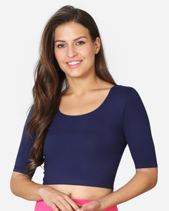 V Star Casual Solid Women Dark Blue Top