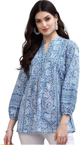 Raghulila Casual Printed Women Light Blue Top