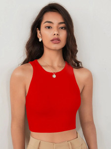 CotiQ Casual Solid Women Red Top