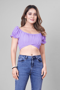 KAHARA Casual Solid Women Purple Top