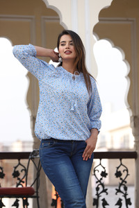 RJ FASHION Casual Printed Women Multicolor Top