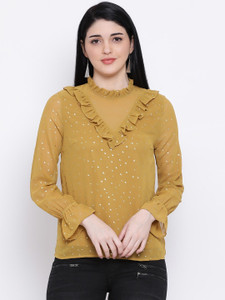 OXOLLOXO Casual Full Sleeve Solid Women Yellow Top