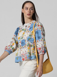 ONLY Casual Printed Women Blue Top