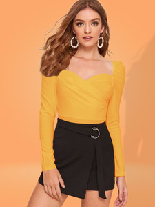 Maheshvi Casual Solid Women Yellow Top