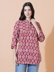 FebQ Party Printed Women Maroon Top