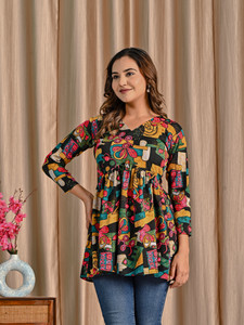 wwo Casual Floral Print Women Multicolor Top