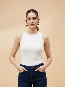 GLITO Casual Solid Women White Top