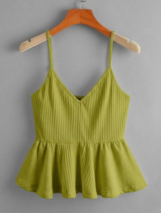 KASTURI Casual Solid Women Green Top