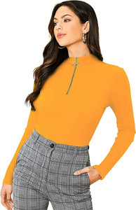 swaggish Casual Solid Women Yellow Top