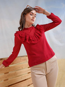 Freehand Casual Solid Women Red Top